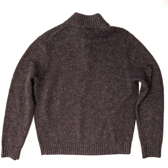 Neiman Marcus 100% Cashmere Sweater Men's Large Mock Neck 3-button PERFECT